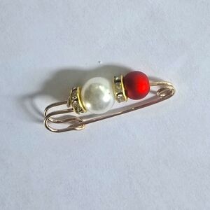 CLARET RED RHINESTONE BROOCH SWEATER PIN JEWELRY ACCESSORY MULTIPLE USES SEE PIC